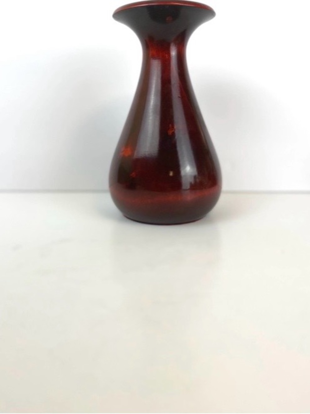 Handcrafted Red Stained Wood Vase